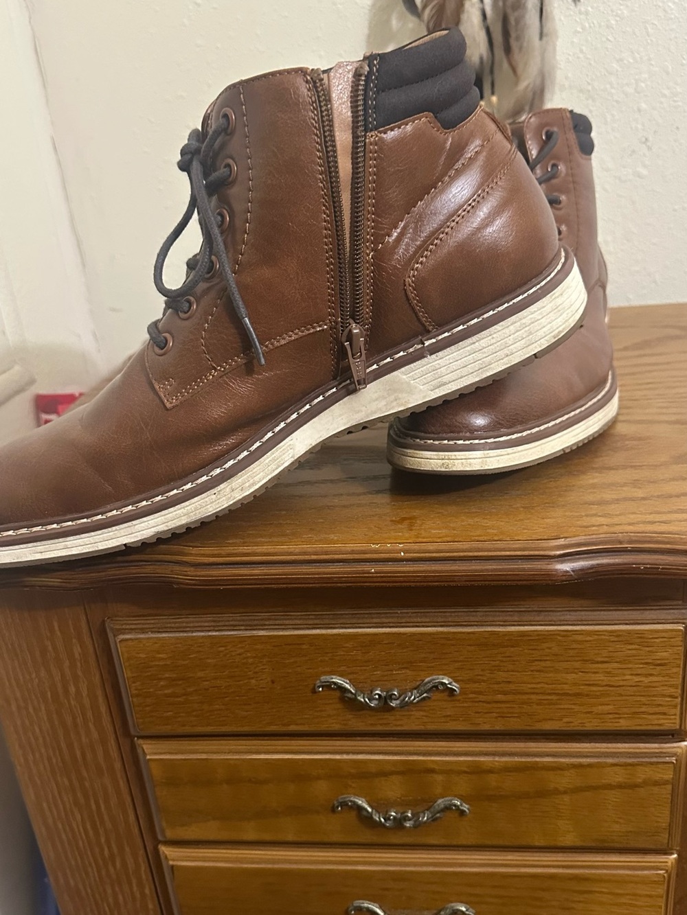 Men's Brown     P-JELEN Lace-Up Ankle Boots with Side Zip size 10 Steve Madden